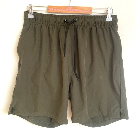 (B47) Blaosn swim shorts in mid length in Color: Army Green, Size 34 - Picture 4 of 11